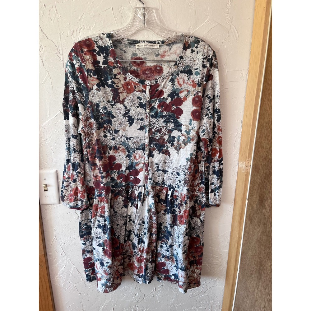 Peruvian Connection Floral Pima Cotton Modal Babydoll Top Pockets Womens Med